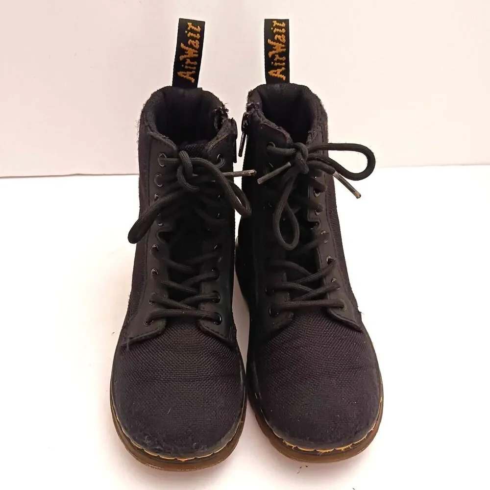 Dr Martens Combs Air Wair Combat Boot Blk Tough Poly Kids US 13 Lace Up Side Zip